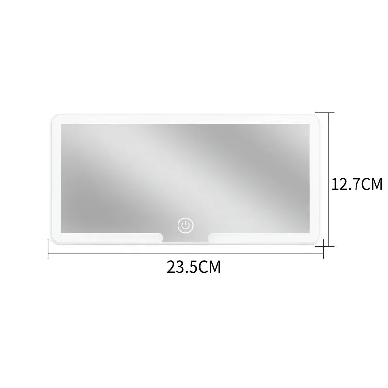 VisioDrive™ LED Car Vanity Mirror – Touch-Dimming, USB Rechargeable