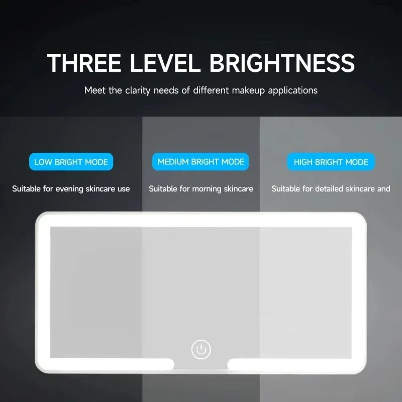 VisioDrive™ LED Car Vanity Mirror – Touch-Dimming, USB Rechargeable